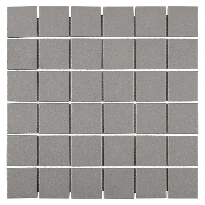 Malla mosaico Tecniq - 30 x 30 cm, Gris, Mate - Azulejos de mosaico cuadrados grises con líneas de lechada, ideales para baños o cocinas. Azulejo de pared moderno con un acabado sin esmaltar y diseño limpio.
