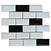 BHS Showroom Baldosa de mosaico Mini-Metro  (30 x 30 cm, Blanco/Negro)