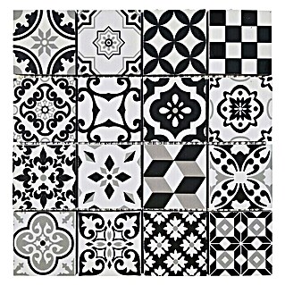 Malla mosaico Arles (29 x 29 cm, Negro/blanco, Mate)