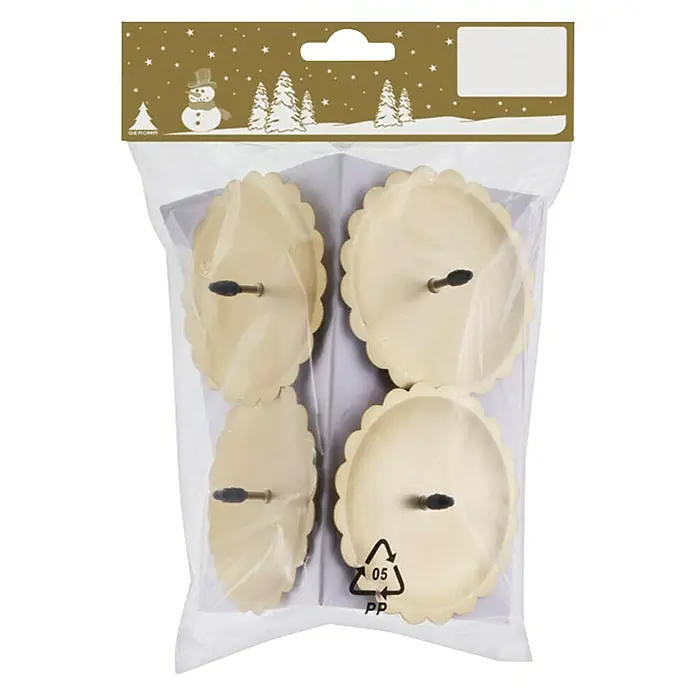 Dekoartikel Kerzenhalter Blume - Gold, Metall, 4 Stk. - Ein Viererpack Ausstecher in Blattform, verpackt in Plastik, ideal zum Backen festlicher Kekse.