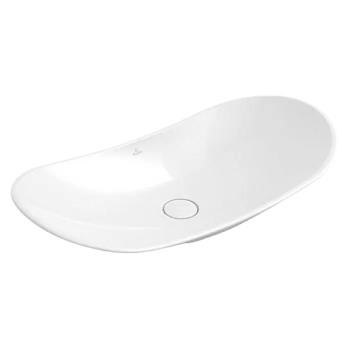 Villeroy & Boch My Nature Aufsatzwaschbecken - 81 x 41 cm, Mit schmutzabweisender Glasur, Hahnloch: Ohne, Ohne Überlauf, Weiß - Elegantes Waschbecken in Weiß mit geschwungener Form. Modernes Design für stilvolle Badezimmer.