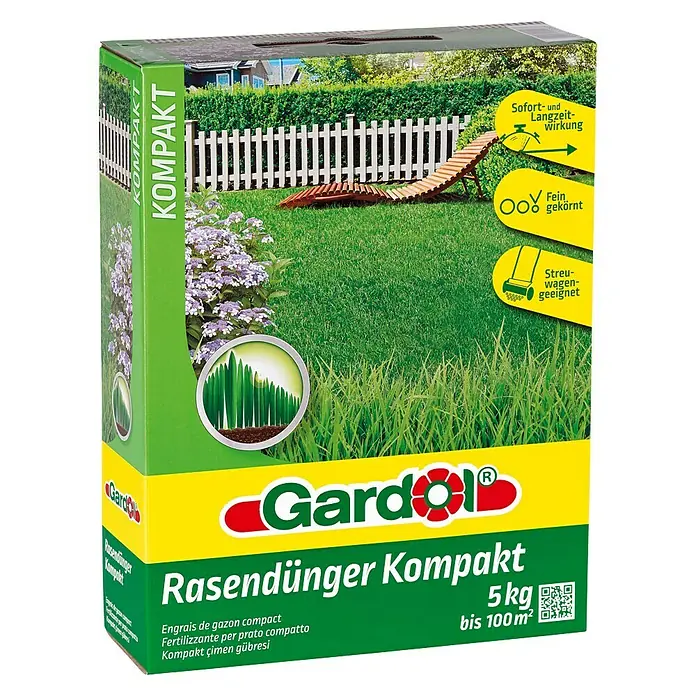 Gardol Rasendünger Kompakt - 5 kg, Max. Anwendungsfläche: 100 m² - Rasendünger Kompakt von Gardol, 5 kg für bis zu 100 m². Für einen dichten, grünen Rasen mit Sofort- und Langzeitwirkung.