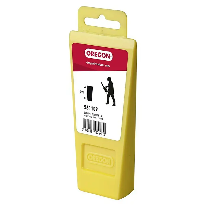 Oregon Cuña de leñador - Largo: 14 cm, Plástico - Cuña de tala Oregon para motosierras. Una herramienta esencial para la tala de árboles segura y precisa. Durable y fiable.