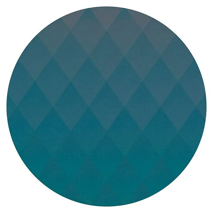 Komar Dots Fototapete rund Lucy with Diamonds - 125 cm, Selbstklebend - Abstrakte Darstellung eines runden Edelsteins mit facettierter Oberfläche in Blau- und Grüntönen, ideal für Schmuckdesigns oder dekorative Elemente.