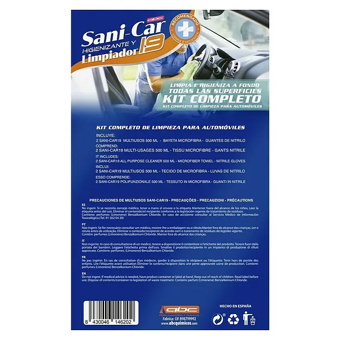 Limpiador multiusos kit Sani-Car - 4 pzs. - Imagen de un envase del kit de limpieza Sani-Car 19.