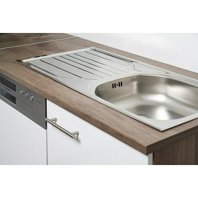 Respekta Cocina esquinera (172 x 280 cm, Brillo satinado gris)