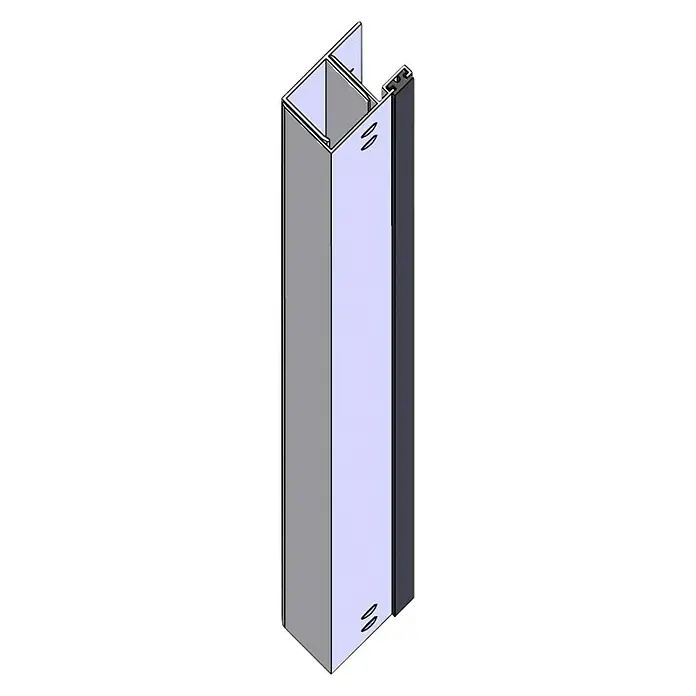 Nischenprofil Top-Roller - Höhe: 210 cm, Chrom - Diese Abbildung zeigt ein Profil mit rechteckigen Ausschnitten zur Befestigung von Bauteilen, ideal für Rahmenkonstruktionen.