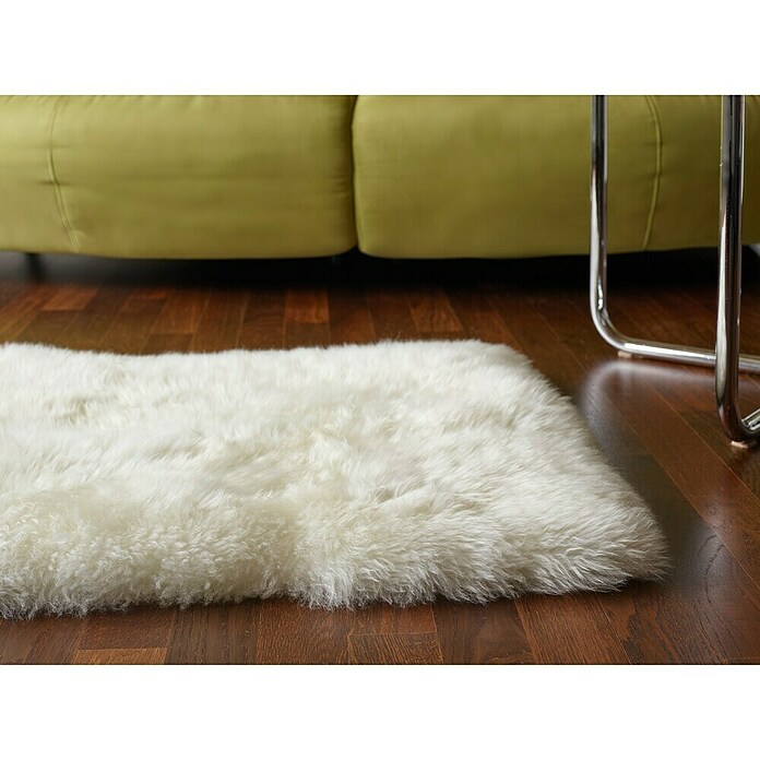 Tappeto in pelle d'agnello bianco 120 x 60 cm