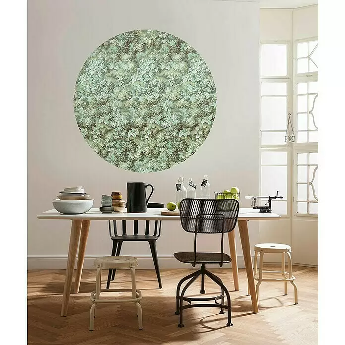 Komar Dots Fototapete rund Greenery - 125 cm, Selbstklebend - Stimmungsaufnahme