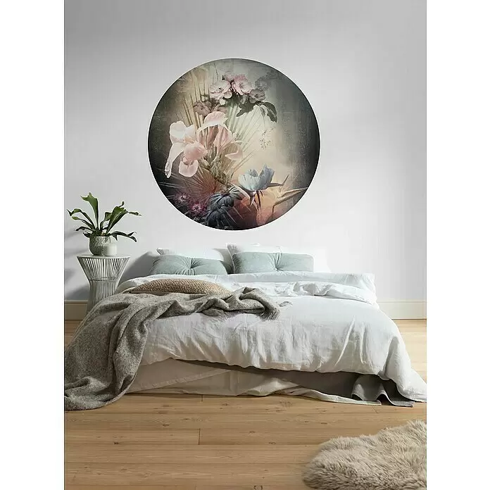 Komar Dots Fototapete rund Flemish Flowers - 125 cm, Selbstklebend - Stimmungsaufnahme