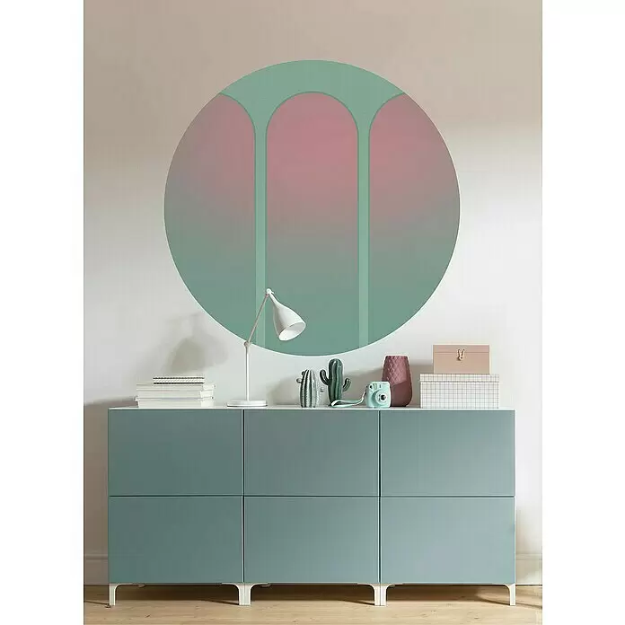 Komar Dots Fototapete rund Three Doors - 125 cm, Selbstklebend - Stimmungsaufnahme