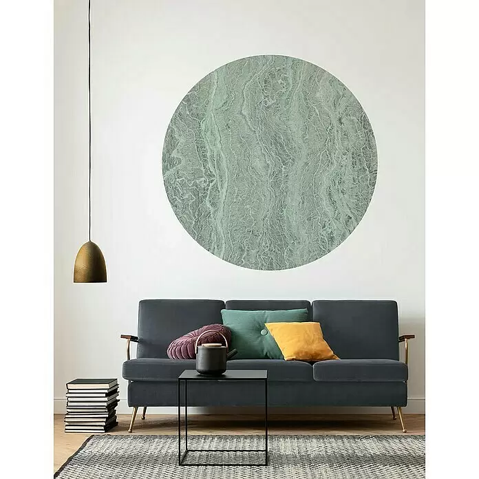 Komar Dots Fototapete rund Green Marble - 125 cm, Selbstklebend - Stimmungsaufnahme