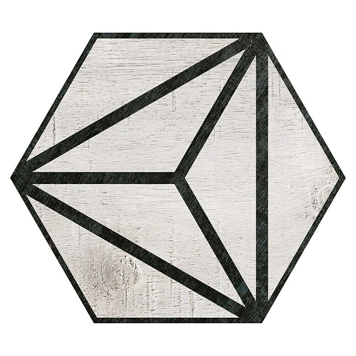 Feinsteinzeugfliese Hexagon Tribeca Grey22 x 25 cm, Grau/Schwarz, Matt Top View