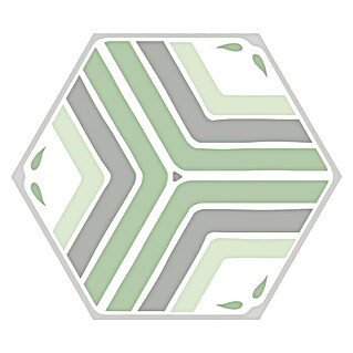 Feinsteinzeugfliese Hexagon Jasmine (22 x 25 cm, Weiß/Grün, Matt)