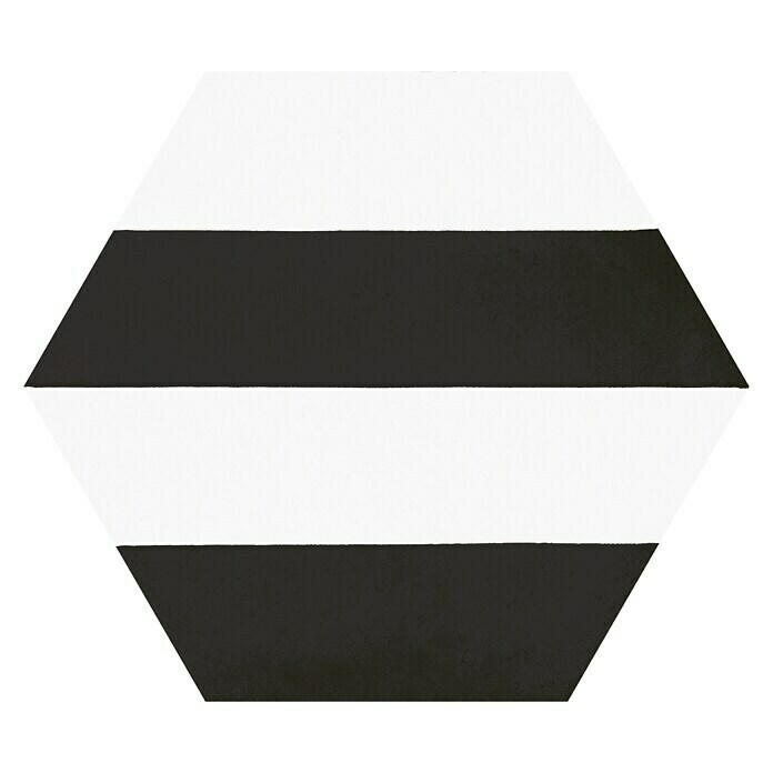 Feinsteinzeugfliese Hexagon Porto Capri Black (25 x 22 cm, Schwarz/Weiß, Glasiert)
