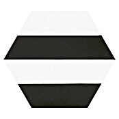 Feinsteinzeugfliese Hexagon Porto Capri Black (25 x 22 cm, Schwarz/Weiß, Glasiert)