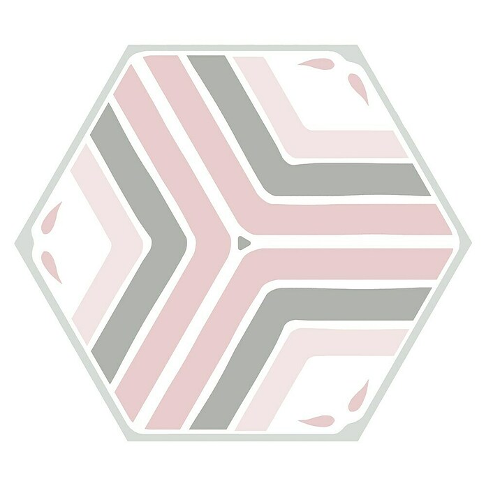 Feinsteinzeugfliese Hexagon Jasmine Pink (25 x 22 cm, Rosa/Grau, Glasiert)