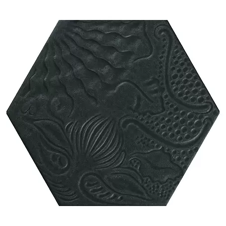 Feinsteinzeugfliese Hexagon Gaudi Black