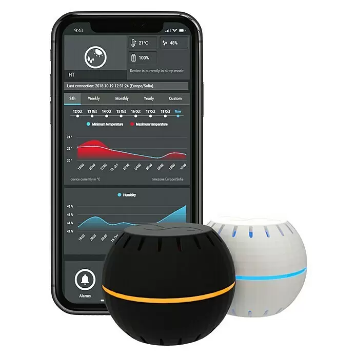 Shelly Temperatursensor H&T - Weiß, Batteriebetrieben, Ø x H: 4,5 x 3,5 cm - Anwendungsbeispiel