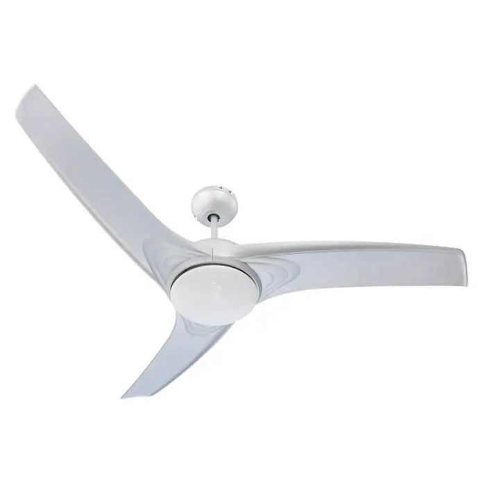 Globo Deckenventilator - Silber, Opal, 132 cm, 40 W - Elegantes Deckenventilator-Design in Weiß. Ein moderner Deckenventilator mit drei Flügeln und integrierter Beleuchtung für ein stilvolles Ambiente.
