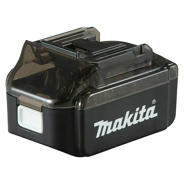 Makita Set de puntas - 31 pzs. - Un paquete de baterías Makita con cuerpo negro y parte superior transparente, ideal para herramientas eléctricas.