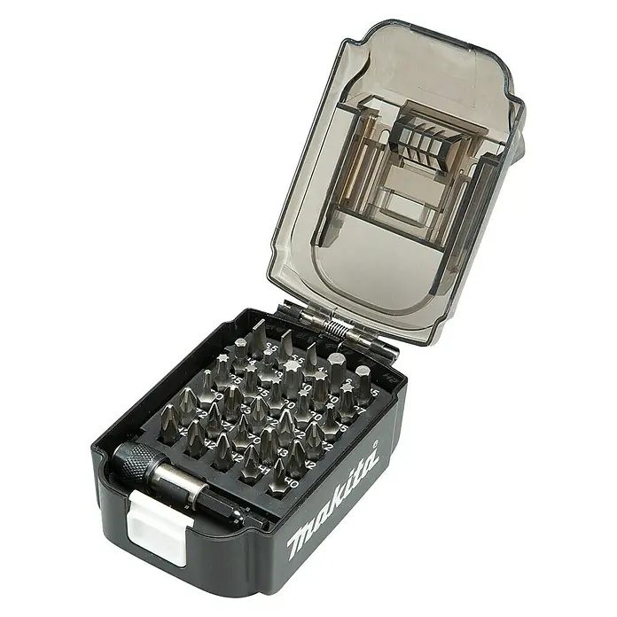 Makita Set de puntas - 31 pzs. - Juego de puntas Makita con variedad de puntas de destornillador y un porta puntas magnético en una práctica caja de almacenamiento. ¡Ideal para cualquier manitas!
