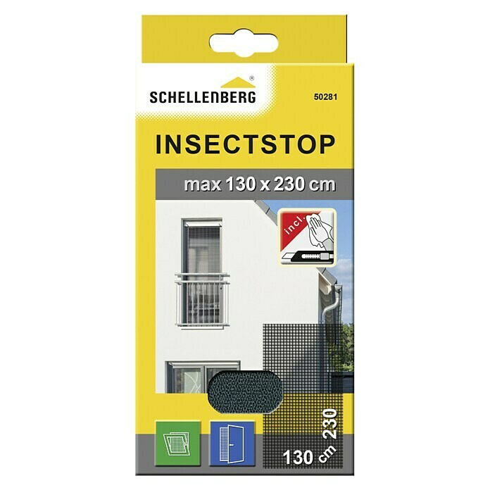 Schellenberg Mrežica za zaštitu od insekata (Š x V: 130 x 230 cm, Boja tkanine: Antracit, Vrata)