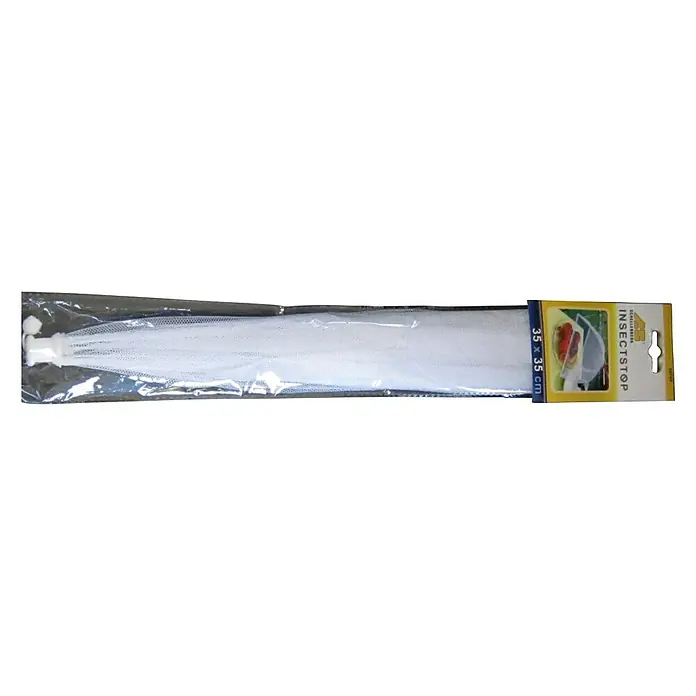 Schellenberg Rollo de fibra de vidrio para alimentos - L x An x Al: 250 x 350 x 350 mm, Poliéster - Una red Insectstop AS Schöllenberger empaquetada, de 35 x 35 cm, se muestra sobre un fondo negro.