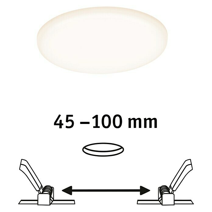 Paulmann LED-Panel rund Veluna VariFit8,5 W, Ø x H: 12,5 x 3,1 cm, Satin, Warmweiß Diagonal View