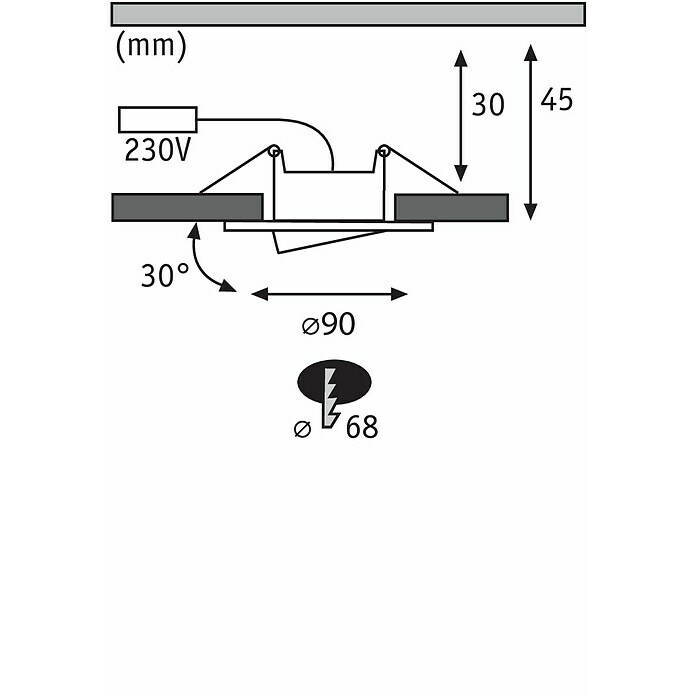 Paulmann LED-Einbauleuchten-Set Vali16,5 W, Schwarz, 3 Stk., Warmweiß, IP65 Sketch