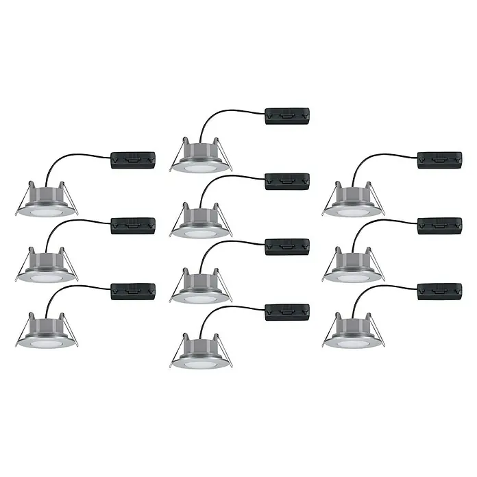 Paulmann LED-Einbauleuchte Calla - Neutralweiß, 10 Stk., IP65, Durchmesser: 9 cm, Chrom - Komplette LED-Downlight-Satz mit Transformator für eine moderne und energieeffiziente Beleuchtungslösung.