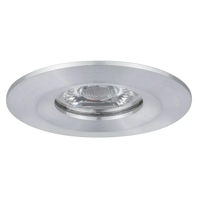 Paulmann LED-Einbauleuchten-Set Nova Mini rund - 4 W, Aluminium, 1 Stk., Warmweiß - Nahaufnahme einer runden, versenkten LED-Deckenleuchte mit einem modernen, metallischen Finish. Optimale Beleuchtung für jeden Raum.