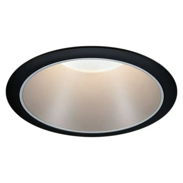 Paulmann LED-Einbauleuchte Cole - 19,5 W, Schwarz/Silber, Warmweiß, 3 Stk. - Aufnahme einer modernen, ovalen Deckenleuchte mit schwarzem Rand und warmem Licht. Sie sorgt für elegante Beleuchtung in jedem Raum.