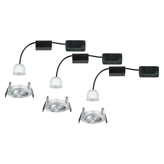 Paulmann LED-Einbauleuchten-Set Nova Mini - 12 W, Aluminium gebürstet, 3 Stk., Warmweiß - Drei LED-Einbaustrahler mit schwarzen Verbindungsboxen, ideal für moderne Innenräume. Perfekte Beleuchtungslösung für jedes Zuhause.