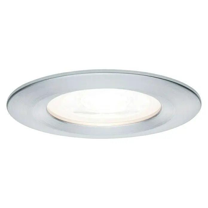 Paulmann LED-Einbauleuchte Nova - 19,5 W, Aluminium, Warmweiß, 3 Stk., Einbautiefe: 75 mm - Runde Deckenleuchte mit einem schlanken, silbernen Rahmen und einem hellen, warmen Licht im Zentrum.