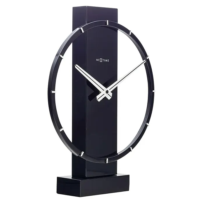 Wanduhr Carl - 27 x 34 cm, Schwarz/Silber - Elegante, schwarze NEXTIME-Tischuhr mit minimalistischem Design. Die Uhr besticht durch ihren modernen Look und die klaren Linien.
