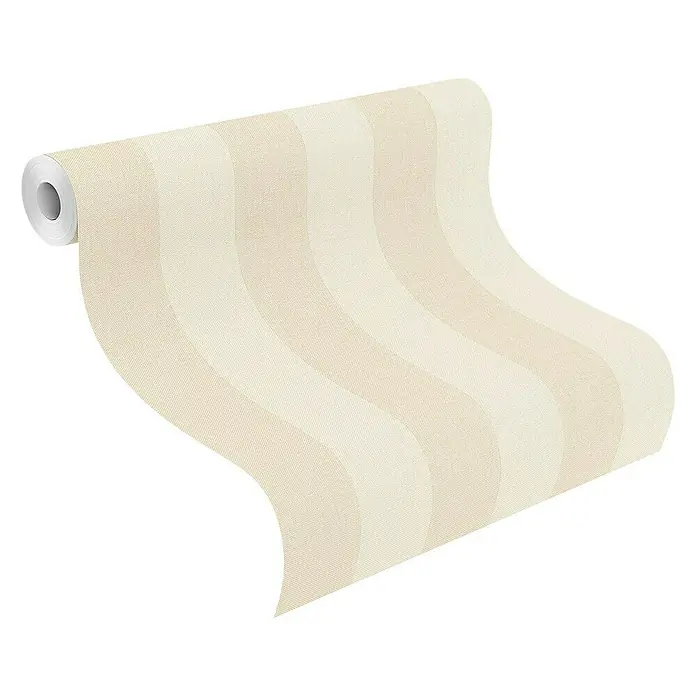 Rasch Poetry Vliestapete - Beige, Streifen, 10,05 x 0,53 m - Eine Rolle gestreifte Tapete in natürlichen Farbtönen, die Textur und ein sanftes Muster für eine elegante Wandgestaltung bietet.