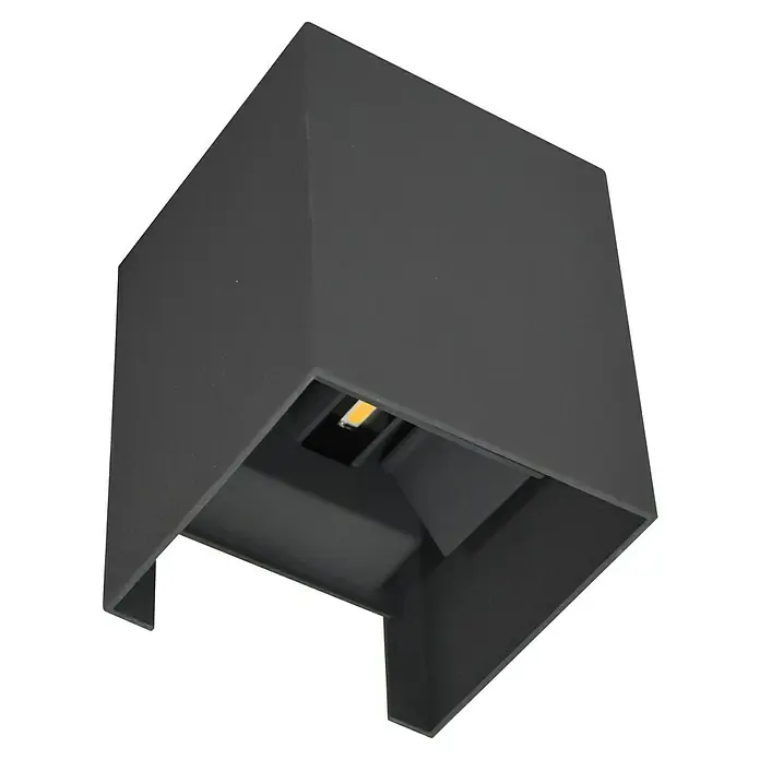 Starlux LED-Außenwandleuchte Umea XXL - 9 W, 12 x 12 x 16 cm, Anthrazit, IP54 - Nahaufnahme einer modernen, grauen Wandleuchte.