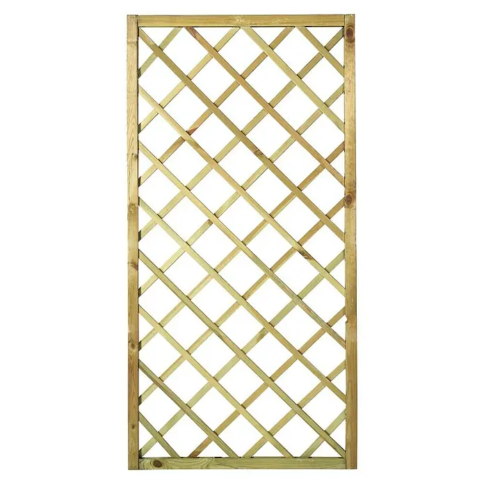 Cerland Celosía para exterior Soprano - 0,9 x 1,8 m, Madera, Natural - Panel de valla rectangular de madera con un patrón de celosía diagonal, perfecto para la decoración del jardín y como soporte para plantas.