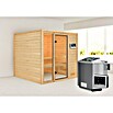 Karibu Massivholzsauna Jutta (L x B x H: 196 x 196 x 187 cm, Mit 9 kW Bio-Ofen mit externer Steuerung, Ohne Dachkranz) | BAUHAUS