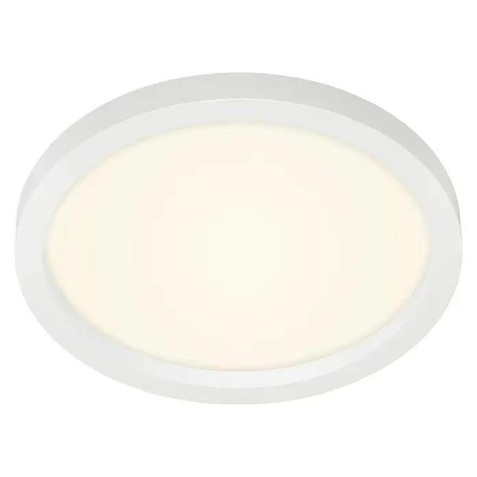Tween Light LED-Deckenleuchte rund - 18 W, Weiß - Diese Aufnahme zeigt eine LED-Deckenleuchte mit einer weißen, runden Einfassung und einer cremefarbenen Lichtfläche.