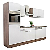 Respekta Composición de cocina (Ancho: 280 cm, Con dispositivos eléctricos, Brillo satinado blanco)