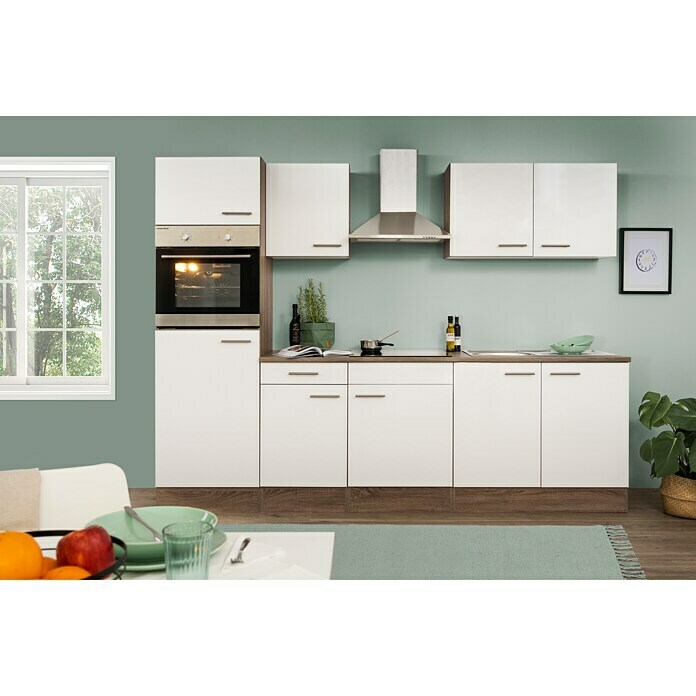 Oliver (Breite: Küchenzeile BAUHAUS Mit Elektrogeräten) Weiß, | 270 cm, Respekta