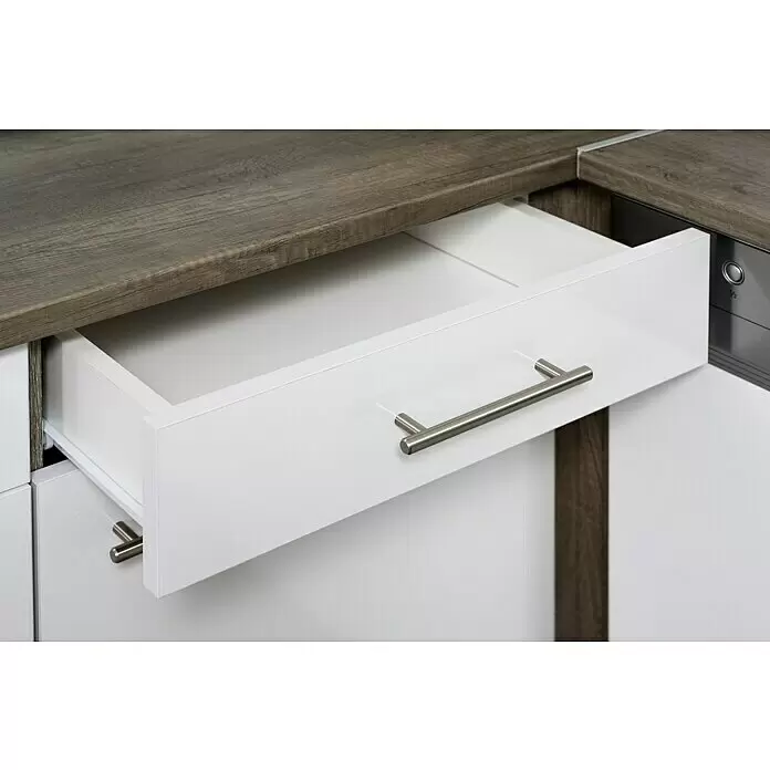 Respekta Winkelküche Oliver - B x T: 370 x 172 cm, Grau, Mit Elektrogeräten - Detailaufnahme