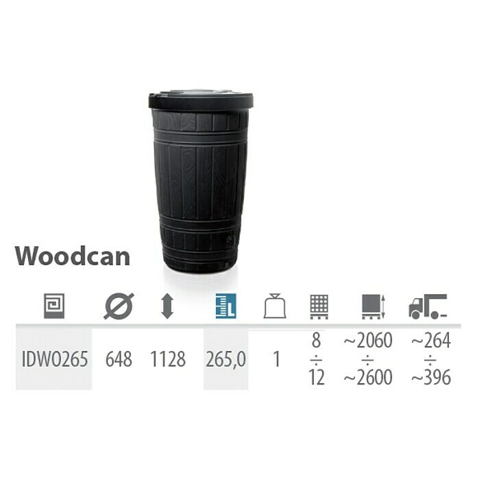 REGENTONNE WOODCAN 64,8X112,8H-265l
