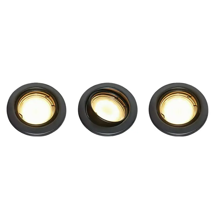 Tween Light LED-Einbauleuchten-Set - 9 W, Schwarz, 3 Stk., Warmweiß - Drei moderne Deckeneinbaustrahler in Schwarz, die ein warmes, helles Licht ausstrahlen. Ideal für stilvolle Raumbeleuchtung.