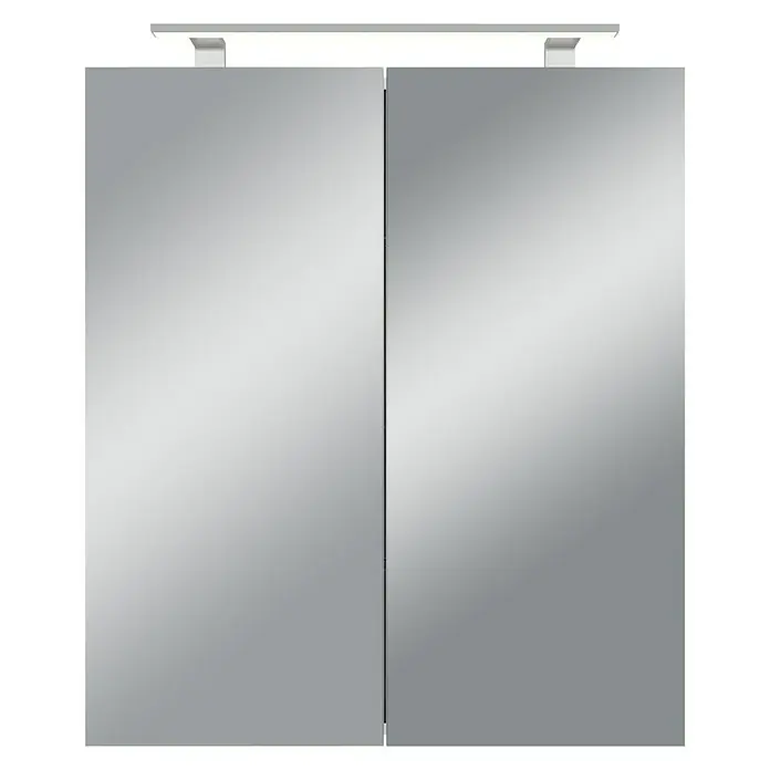 Camargue Espacio LED-Spiegelschrank - B x H: 80 x 90 cm, Holz, Farblos - Badezimmerschrank mit Spiegel und Beleuchtung für eine moderne und funktionale Badezimmerausstattung.