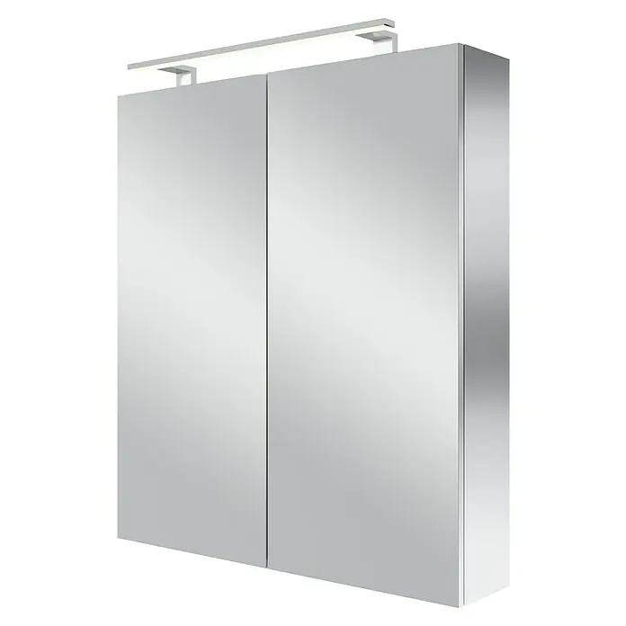 Camargue Espacio LED-Spiegelschrank - B x H: 80 x 90 cm, Holz, Farblos - Ein moderner Spiegelschrank mit Beleuchtung für das Badezimmer, ideal für stilvolle Aufbewahrung und Beleuchtung im Bad.