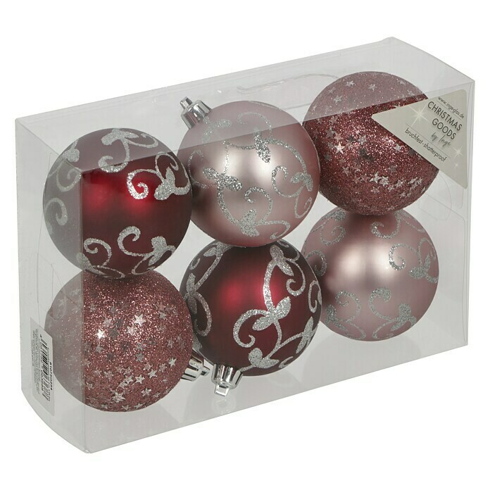 Christbaumkugel-Mix Berry Kiss (Rot, Kunststoff, Durchmesser: 8 cm, 6 Stk.)