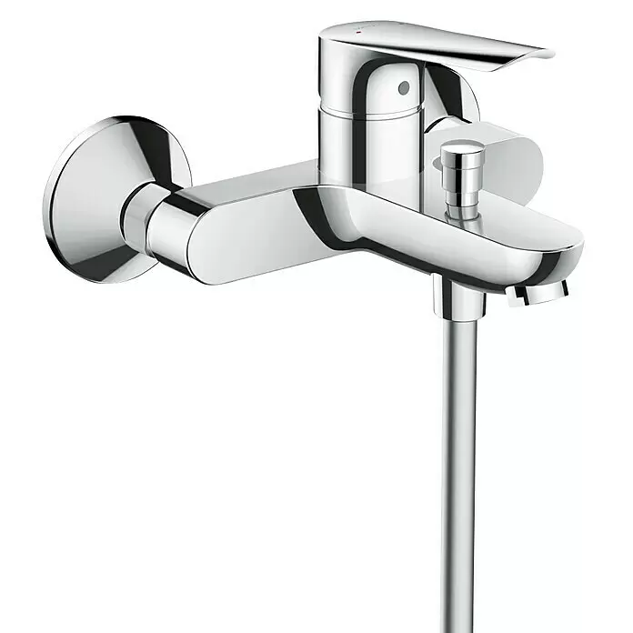 Hansgrohe Logis E Grifo monomando de bañera - Profundidad del grifo: 18 cm, Cromo, Brillante - Grifo de bañera cromado de pared con monomando y desviador de ducha. Incluye conexión para manguera de ducha.